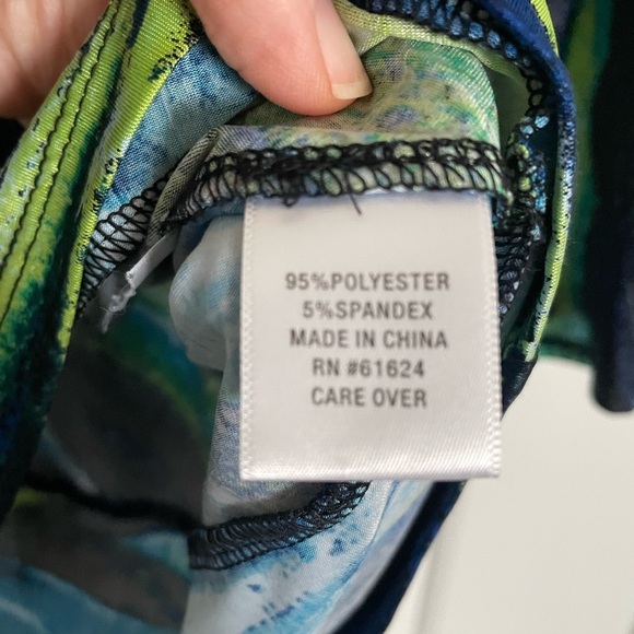 Laura Ashley Diagonal Striped Abstract Blue Green Top Boatneck Small - Picture 4 of 5